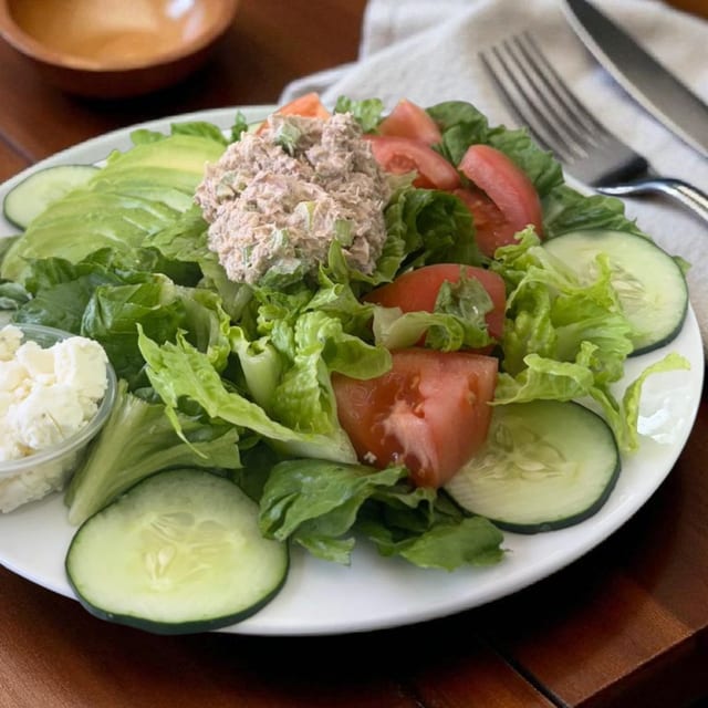 Tuna Salad Over Greens.