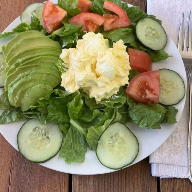 Egg Salad Over Greens.